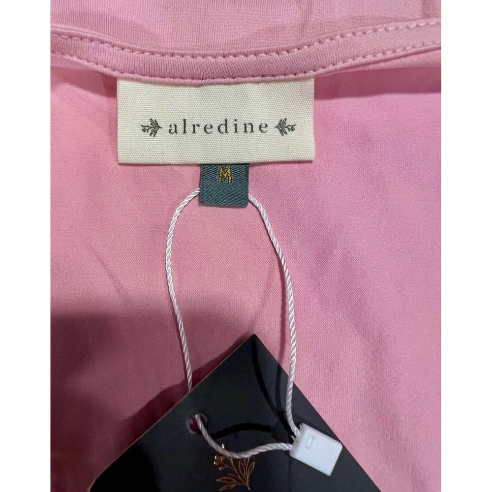 Alredine‎ Pink Ruffle V Neck Short Sleeve Midi Dress Women's Size M - Picture 6 of 8